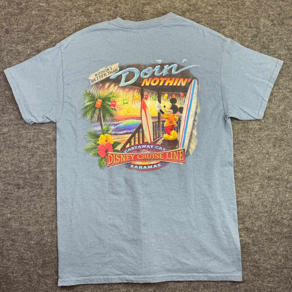 Disney‎ Cruise Line T-Shirt Mens Medium Blue Castaway Cay Mickey Mouse Graphic